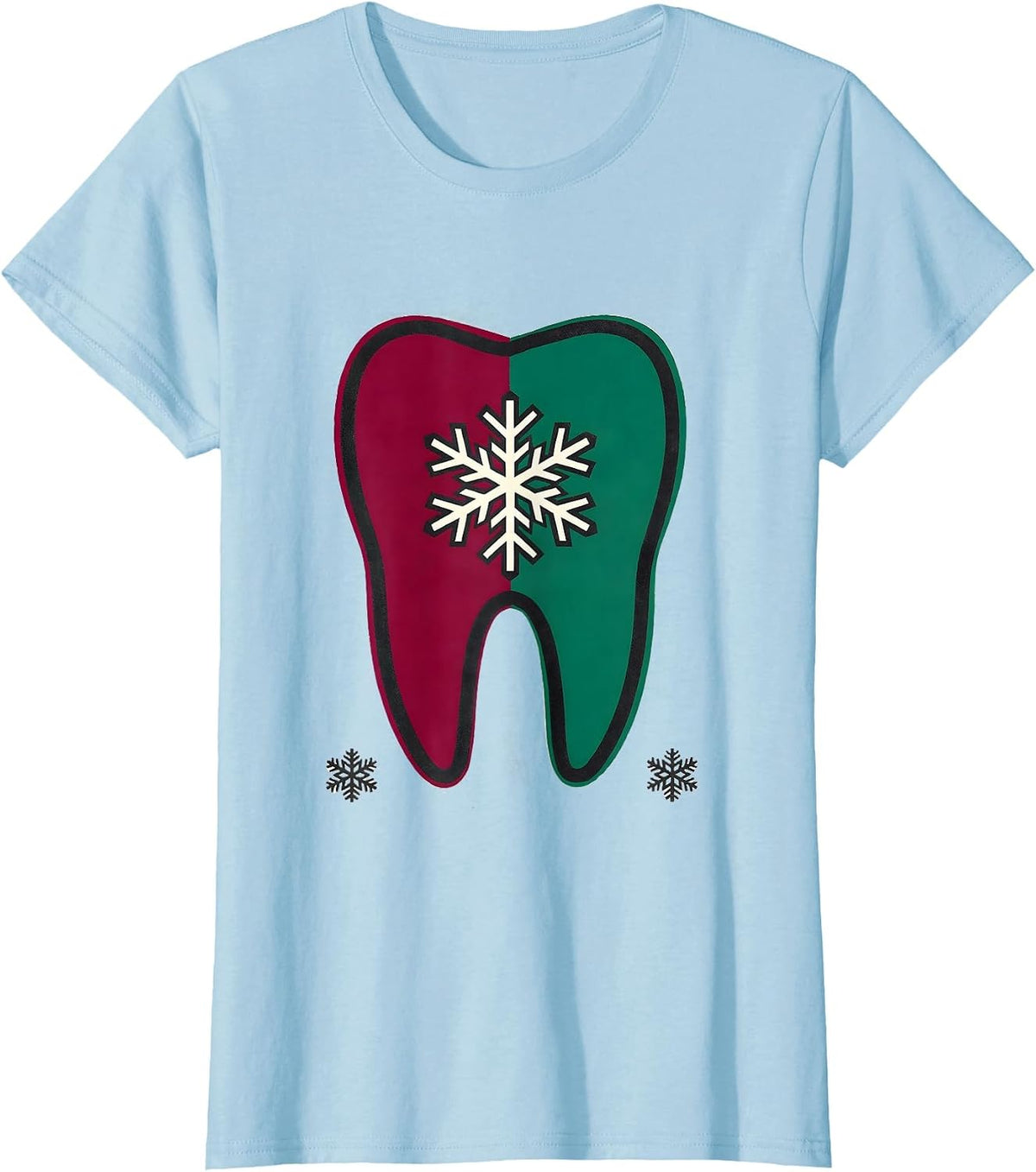Women's Blunt Tooth Dental Christmas Dental Team Humor T-Shirt - Baby Blue