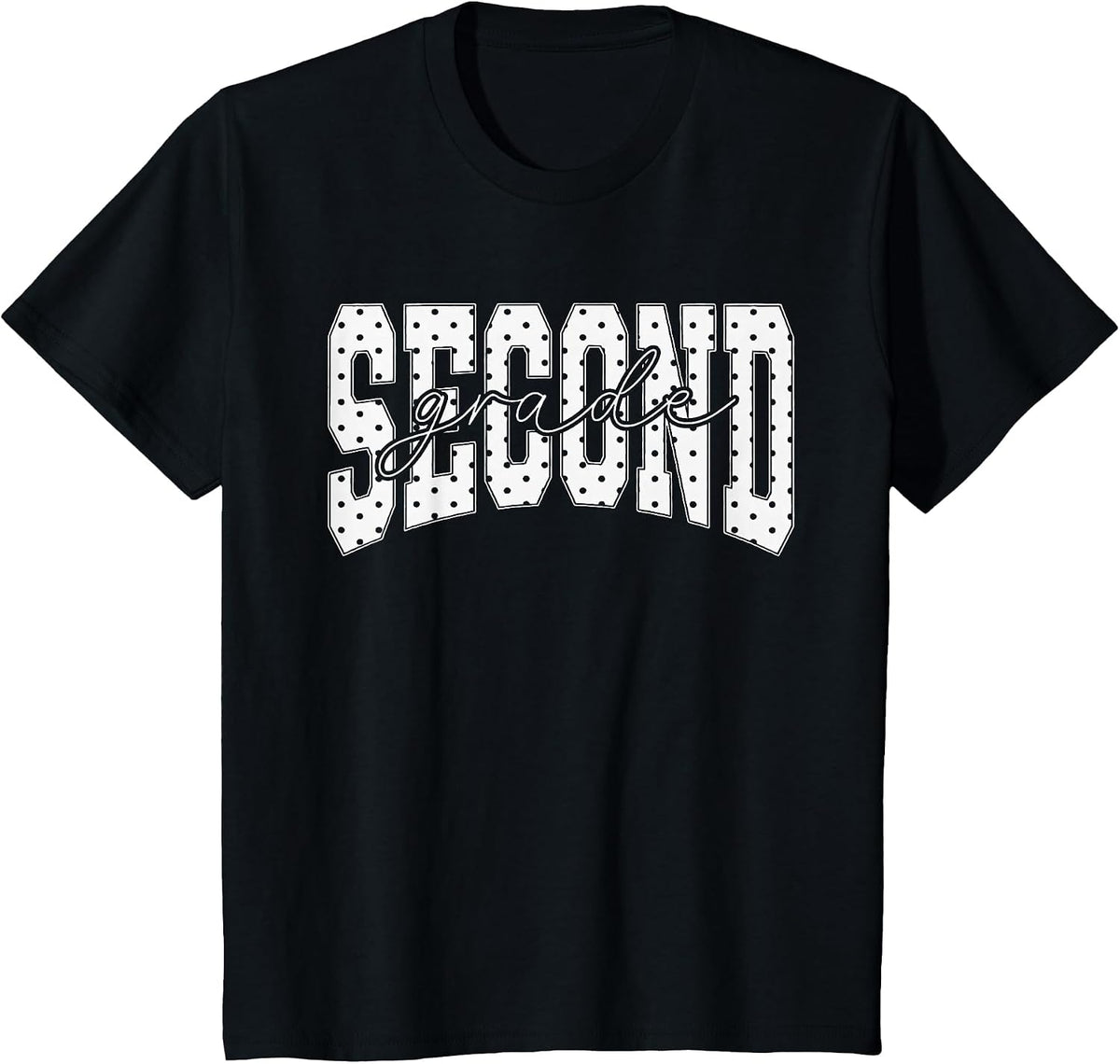 Funny Second Grade Teacher Student Polka Dot Back to School T-Shirt - Black