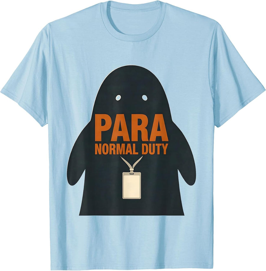 Men's Para Normal Duty Funny Ghost Paraprofessional Halloween T-Shirt - Baby Blue