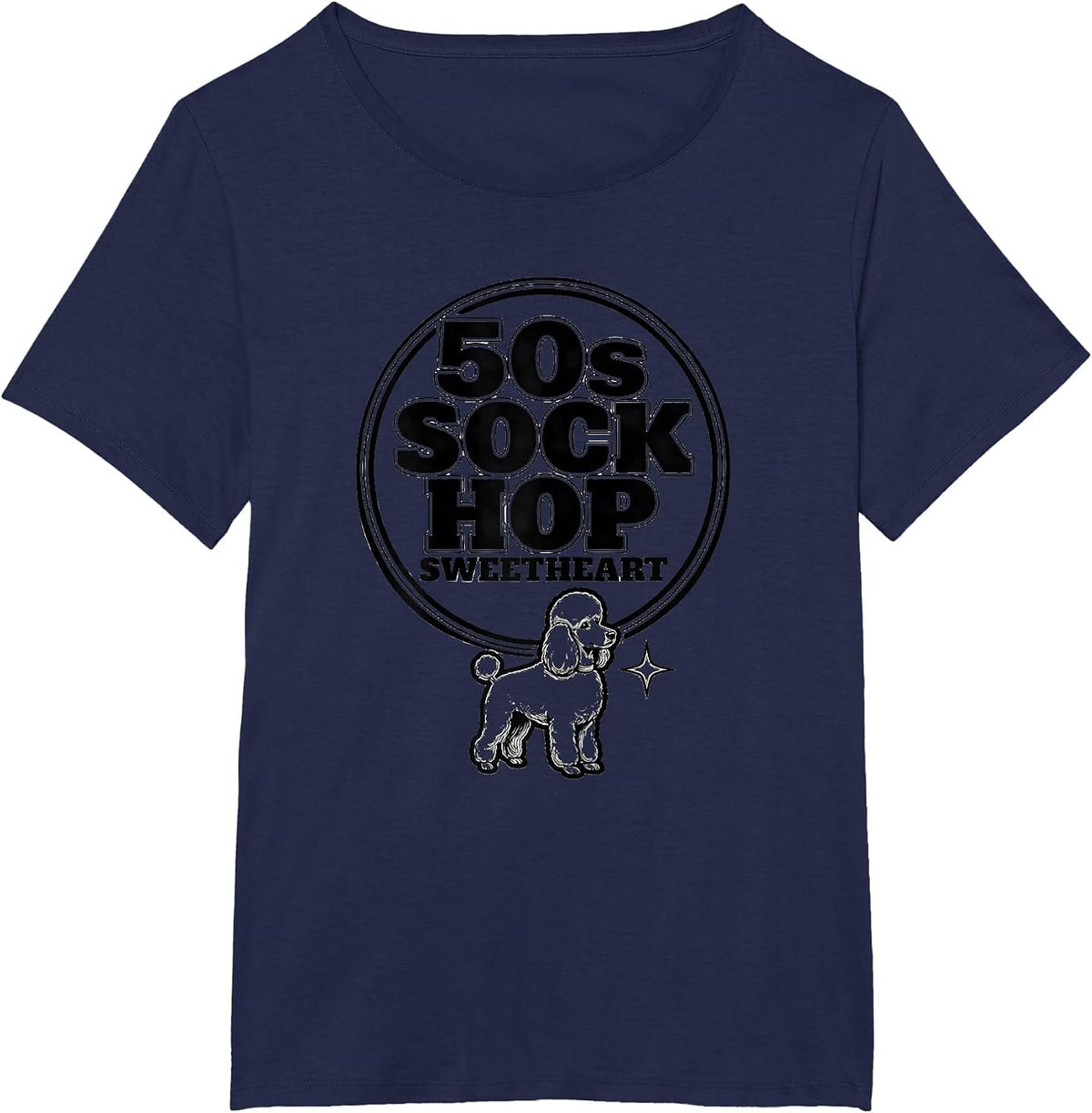 Women's 50s Sock Hop Sweetheart Retro 50s Vintage Rockabilly Greaser T-Shirt - Navy Blue