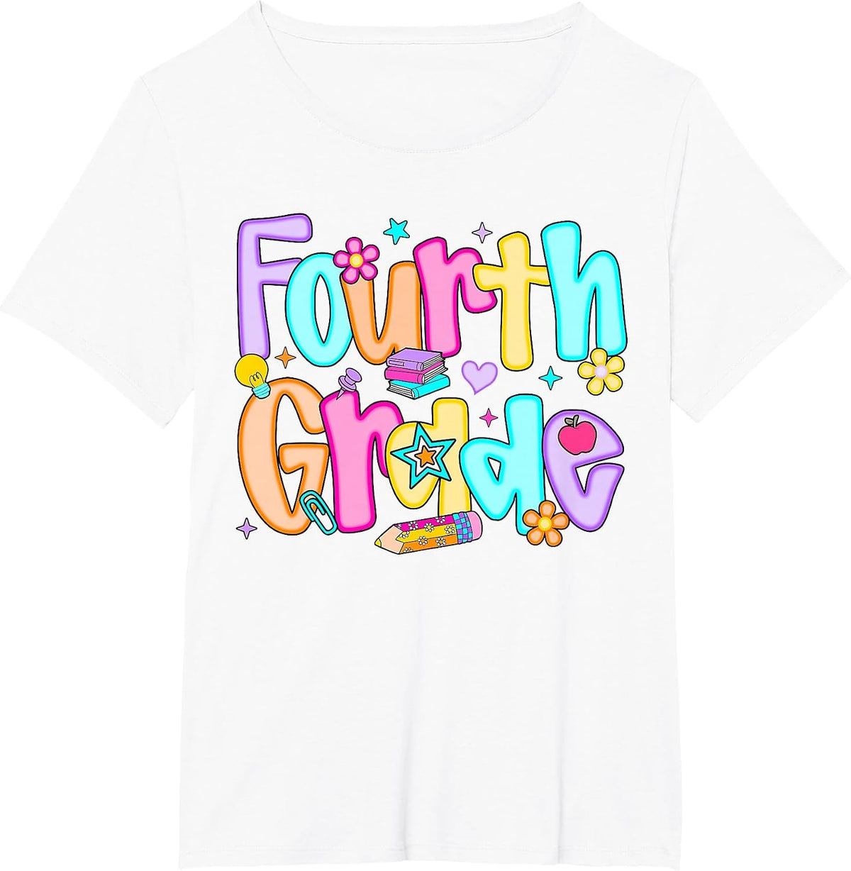 Preppy Fourth Grade Back to School 4th Grade Teachers Girls T-Shirt - White