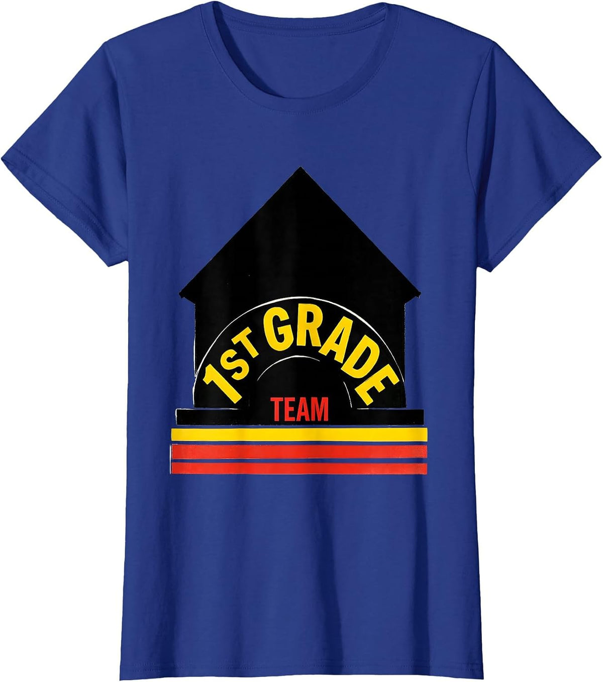 Women's 1st Grade Team Schoolhouse Teacher Back To School Crew T-Shirt - Royal Blue