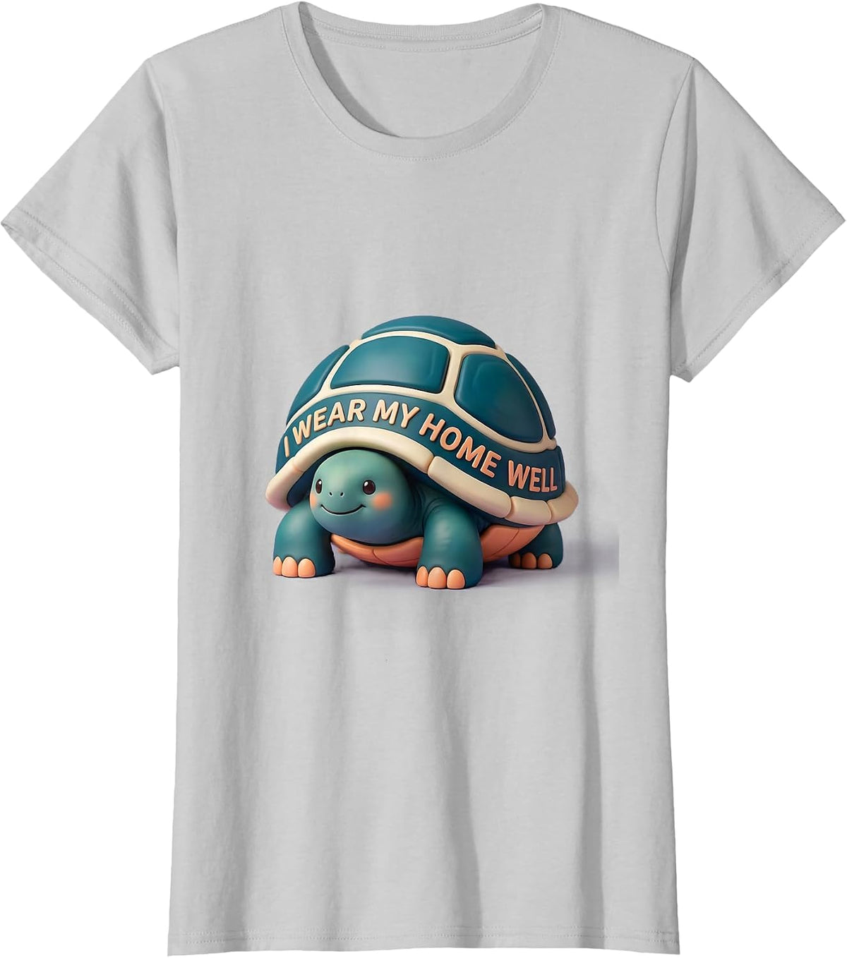 I Wear My Home Well Cute Kawaii Tortoise Pet Lover Humor T-Shirt - Silver Grey