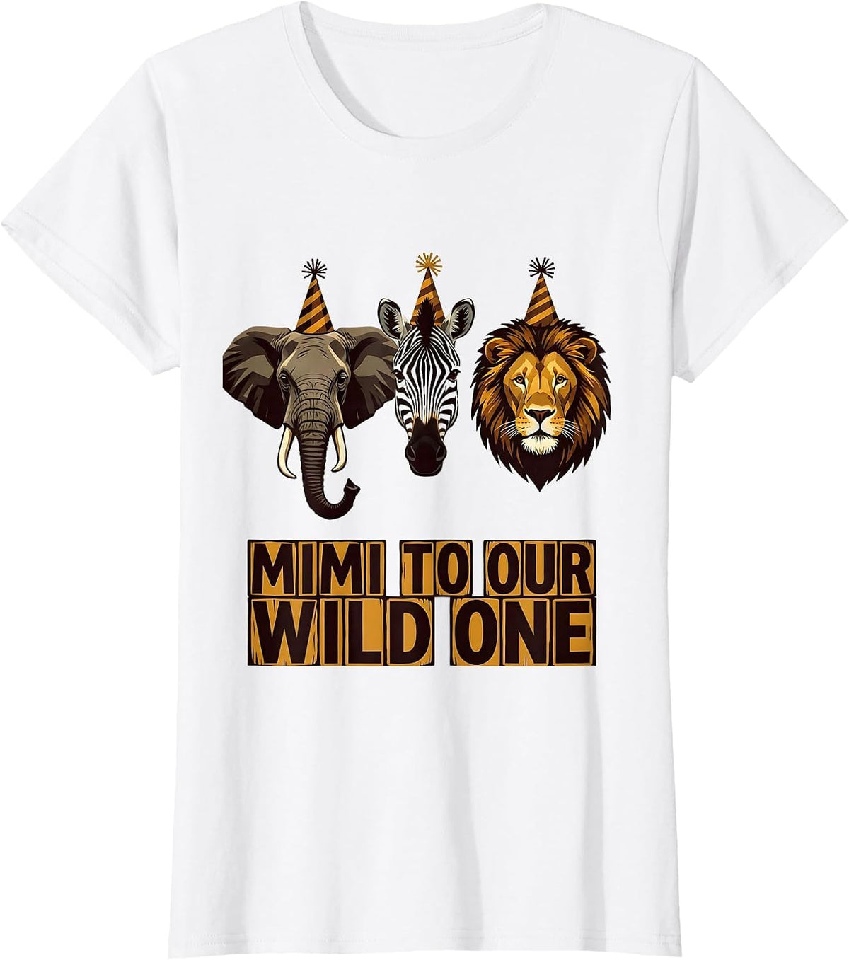 Women's Mimi To Our Wild One Playful Safari Zoo Animal Party T-Shirt - White