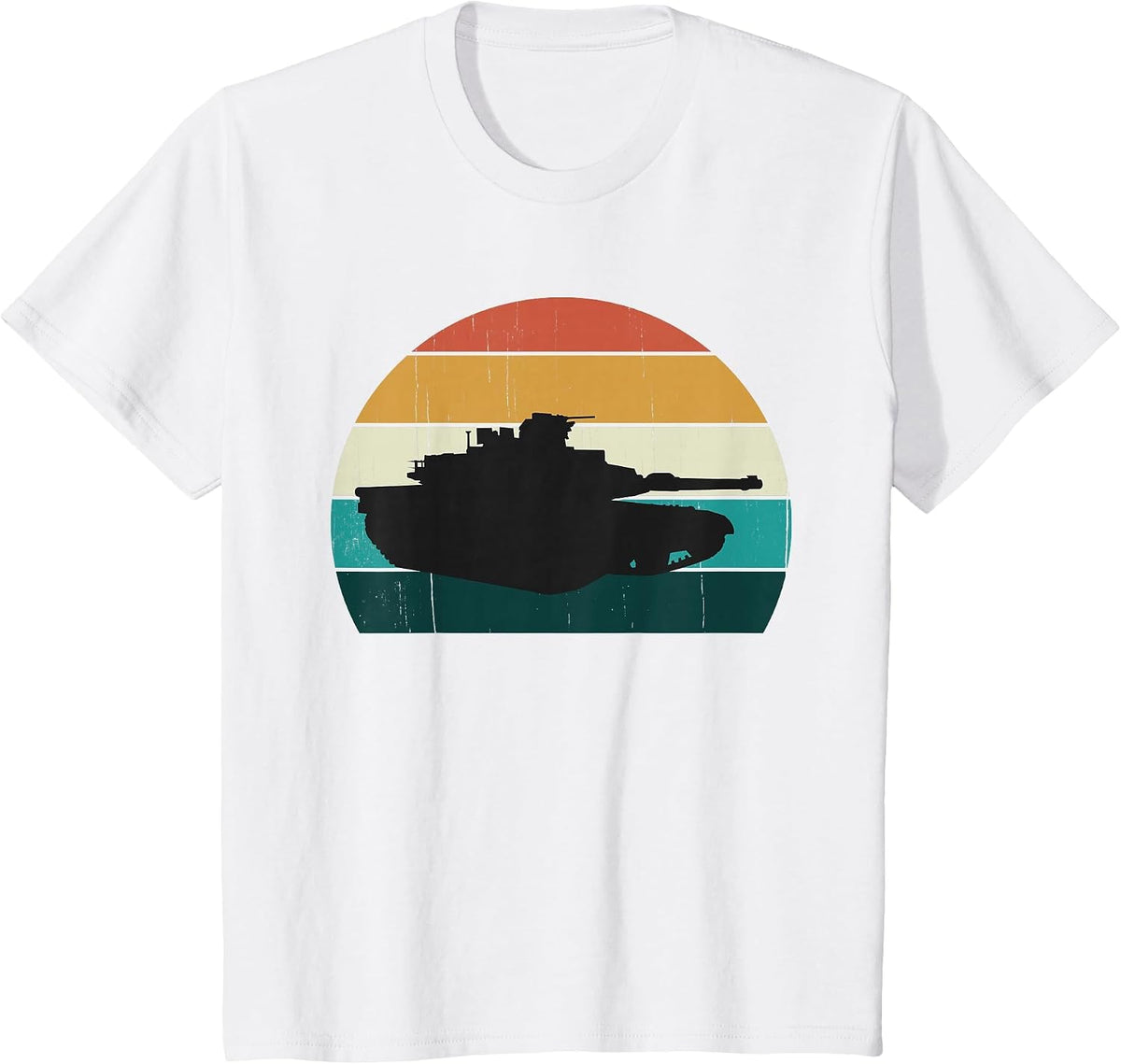 Vintage Abrams M1 - Retro Sunset American Main Battle Tank T-Shirt - White