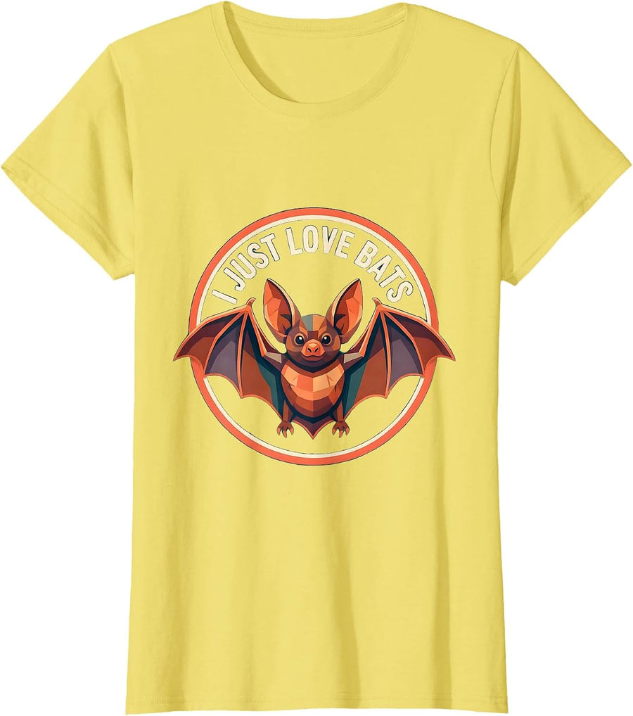 I Just Love Bats Funny Bat Lover Wildlife Conservation T-Shirt - Lemon Yellow