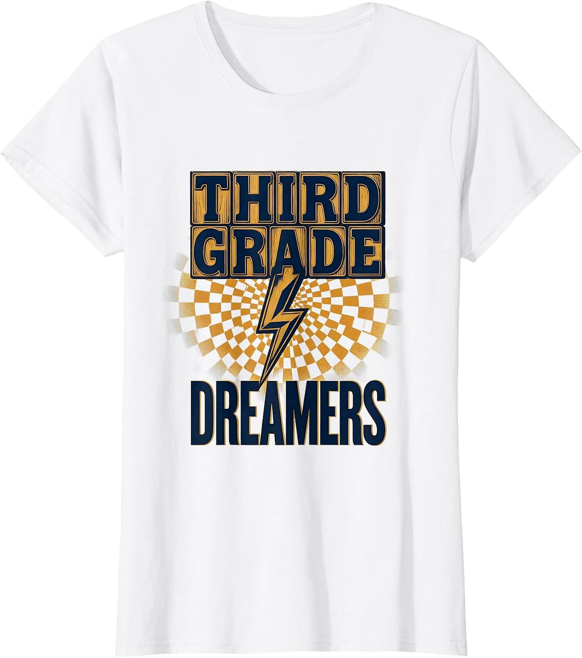 Third Grade Dreamers Retro Teacher Lightning Bolt T-Shirt - White