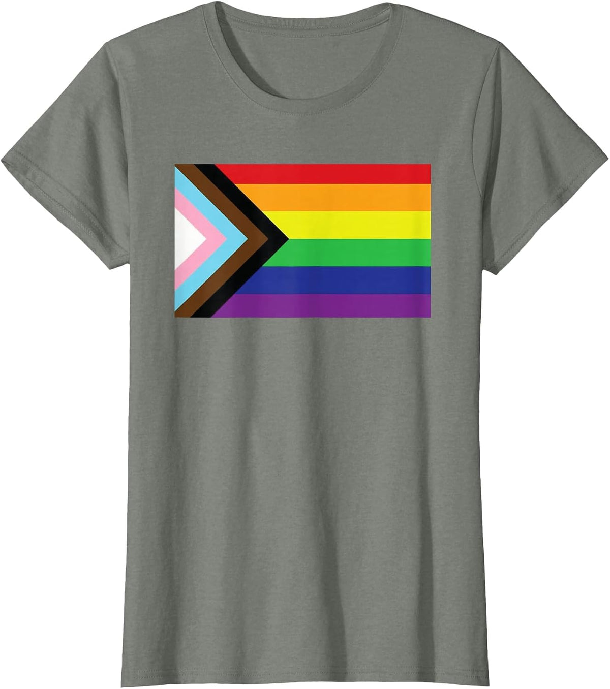 Progress Pride Flag T-Shirt - Olive Heather