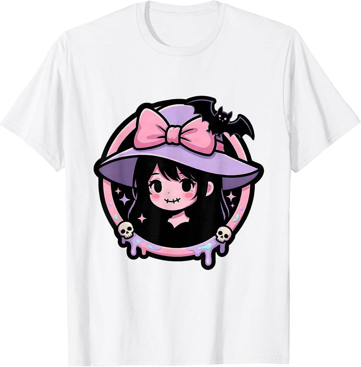 Men's Chic Wide-Brim Hat Pose Mimi Graphic T-Shirt - White