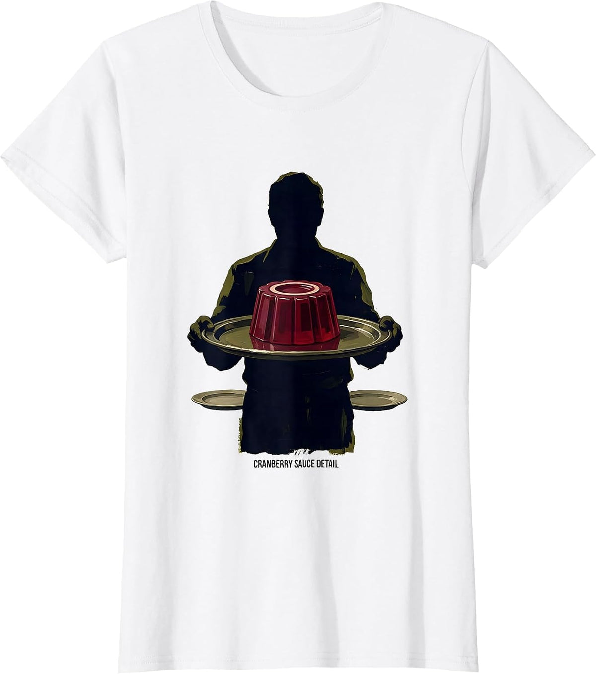 Women's Cranberry Sauce Detail Funny Thanksgiving Food Humor T-Shirt - White