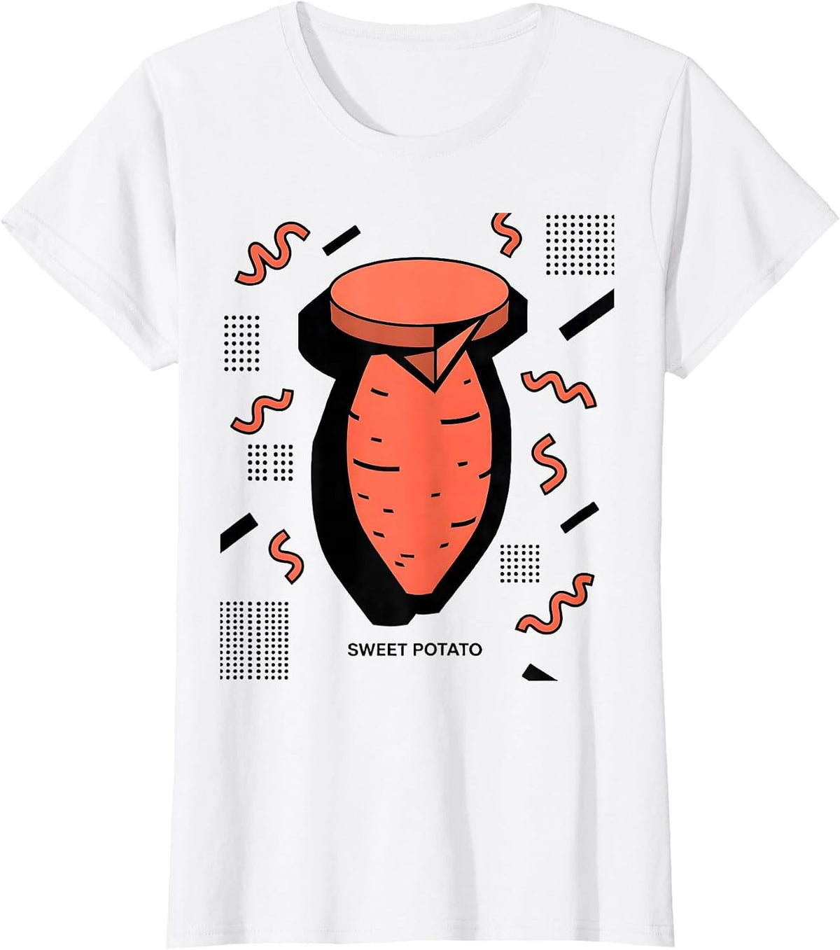 Sweet Potato Memphis Postmodern Funny Grouchy Potato Couple T-Shirt - White
