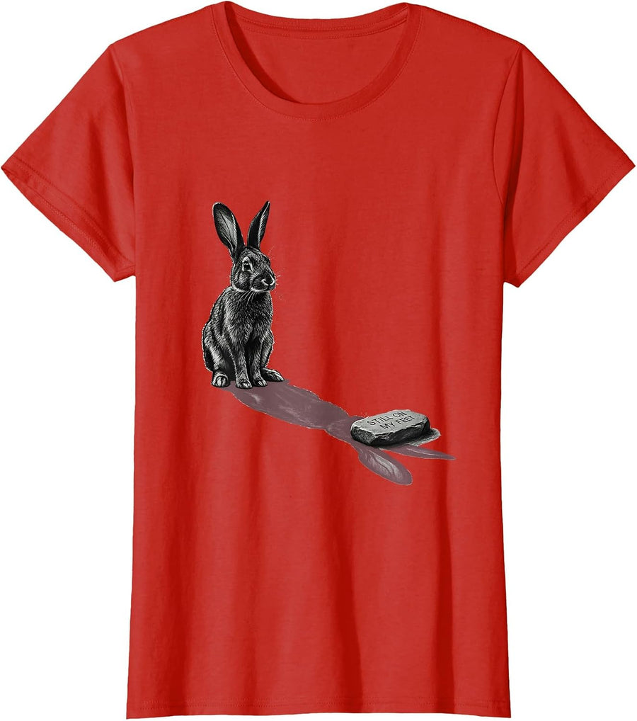 Women's Still On My Feet Creepy Cute Goth Bunny Horror Aesthetic T-Shirt - Red