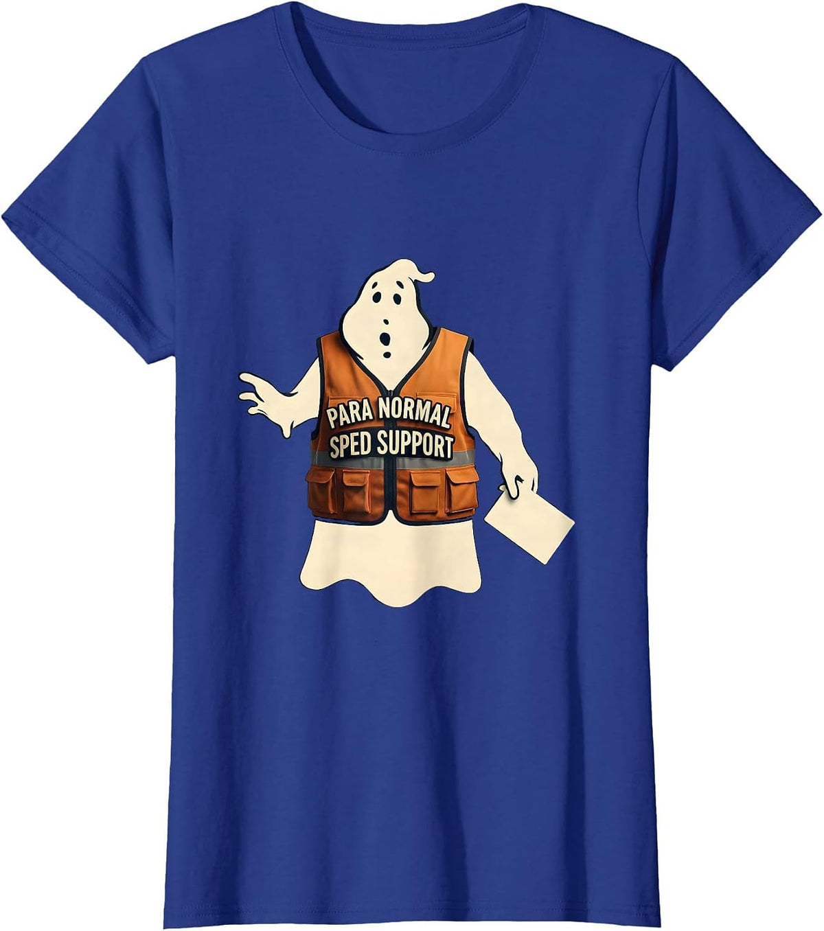 Women's Para Normal SPED Support Funny Ghost Paraprofessional T-Shirt - Royal Blue