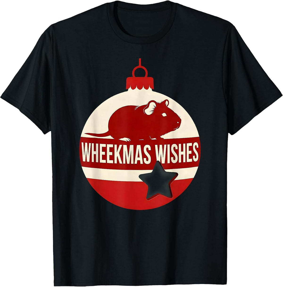 Men's Wheekmas Wishes Funny Guinea Pig Christmas Pet Lover Holiday T-Shirt - Black