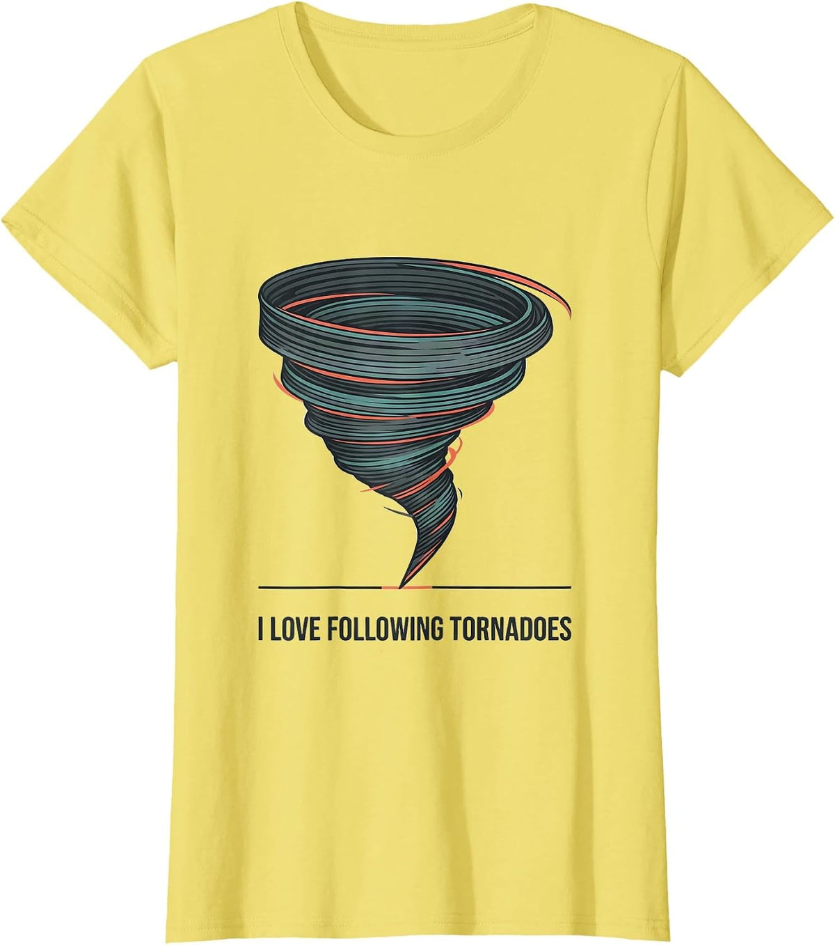 I Love Following Tornadoes Midcentury Modern Storm Chaser T-Shirt - Lemon Yellow