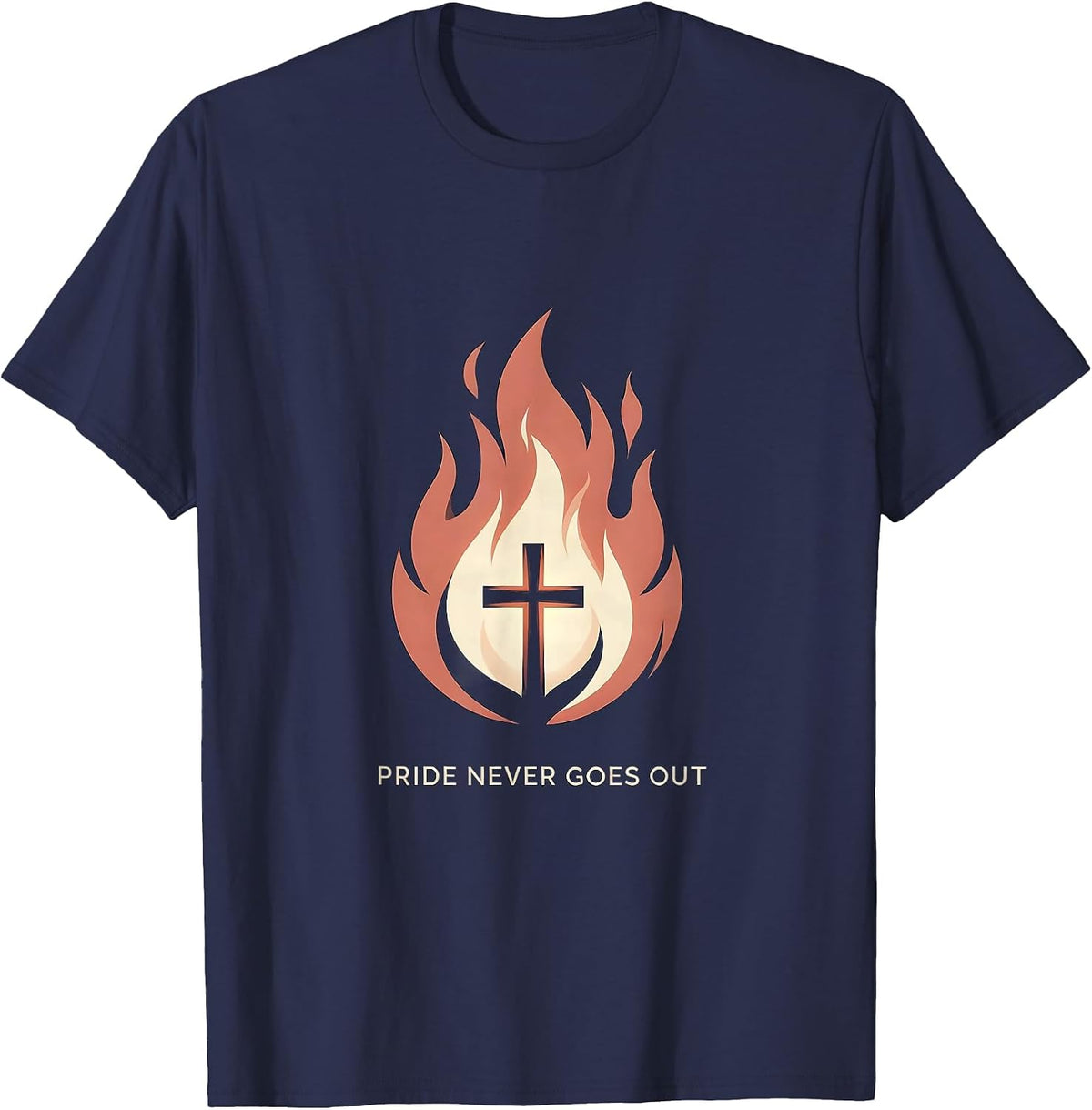 Pride Never Goes Out LGBTQ Pride Flag Design T-Shirt - Navy Blue