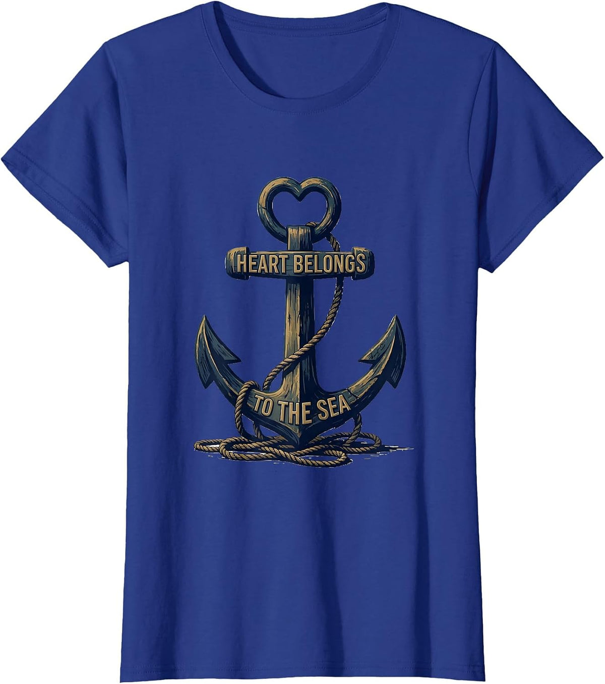 Women's Heart Belongs to the Sea Sailor Design T-Shirt - Royal Blue
