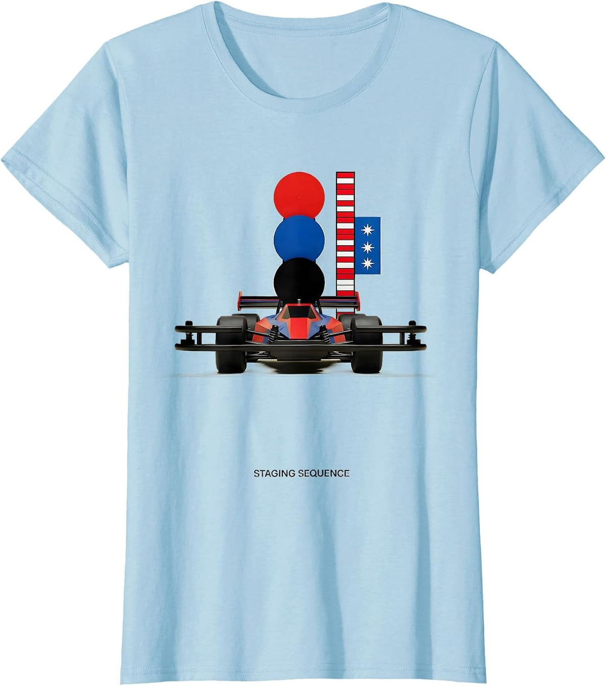 Staging Sequence Bauhaus Modernist RC Drag Racing American T-Shirt - Baby Blue