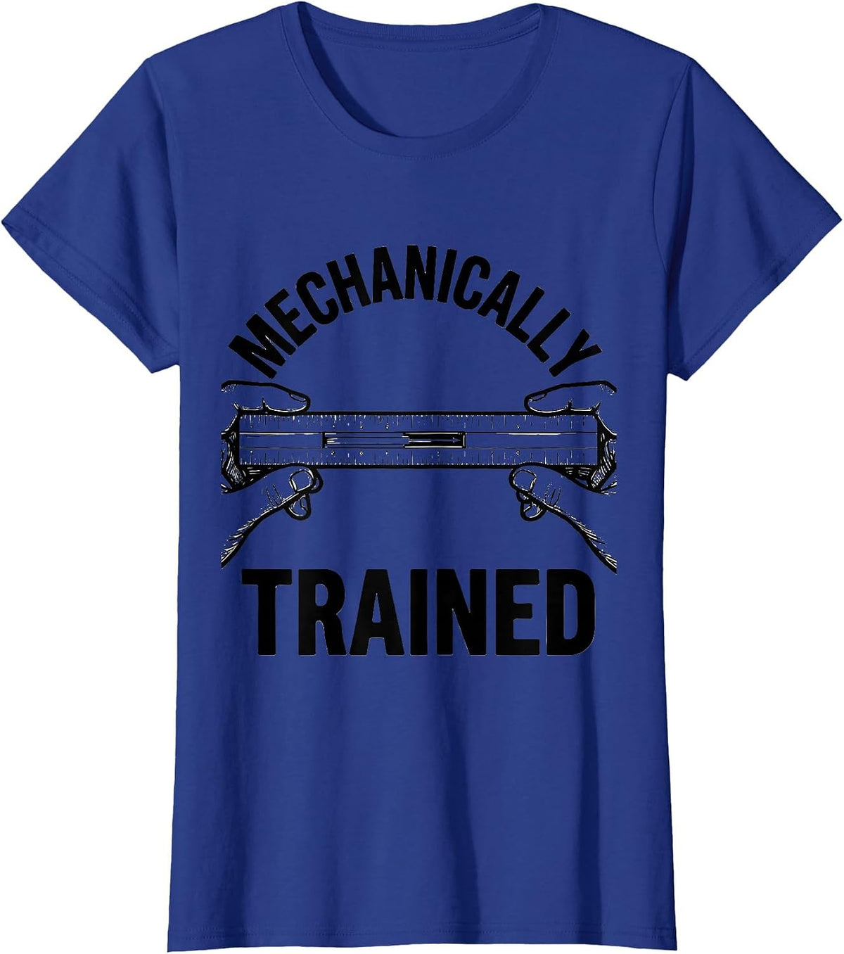 Women's Mechanically Trained Slide Rule Retro Math Engineer Humor T-Shirt - Royal Blue