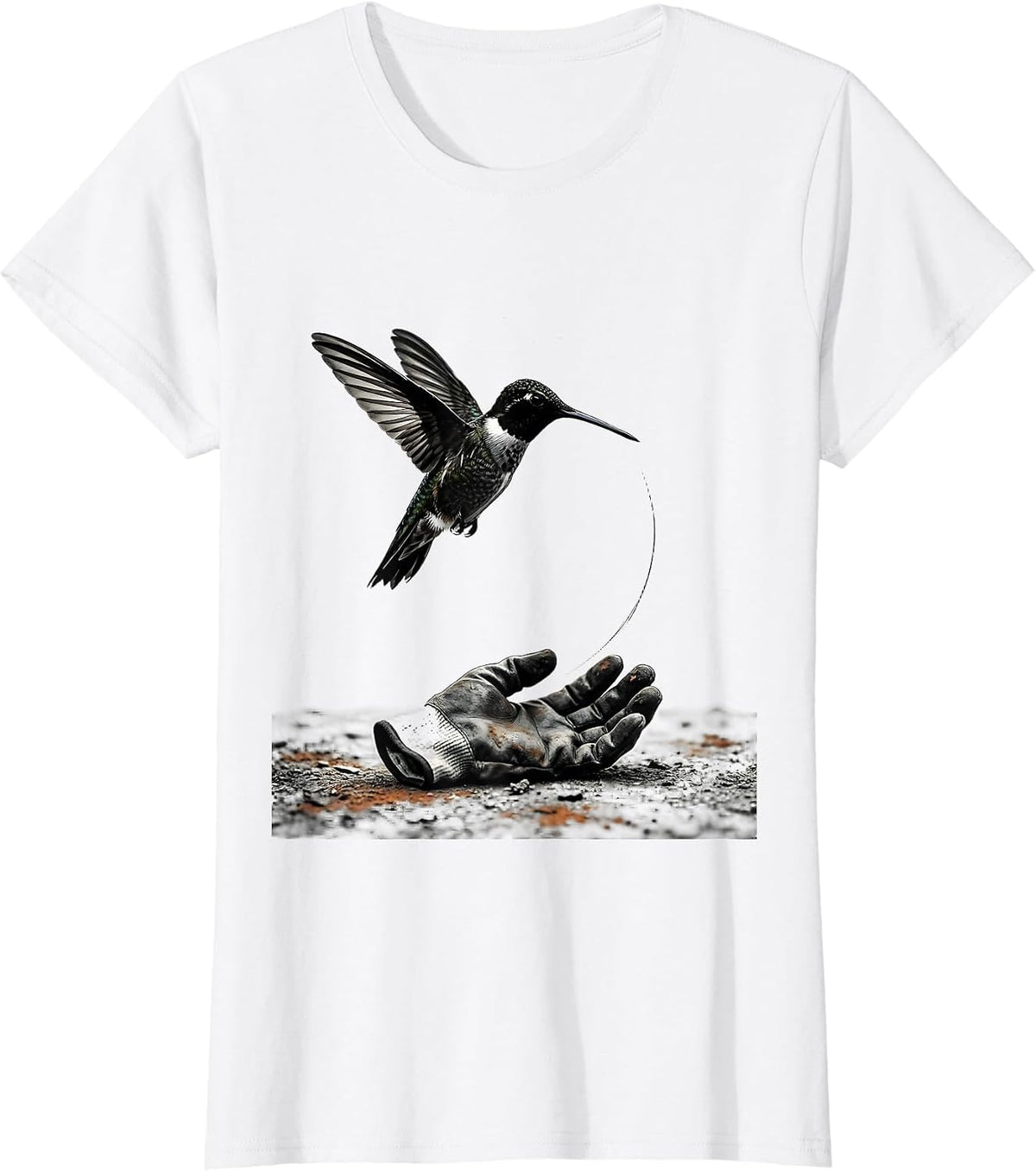Hummingbird Minimalist Bird Lover Gift T-Shirt - White