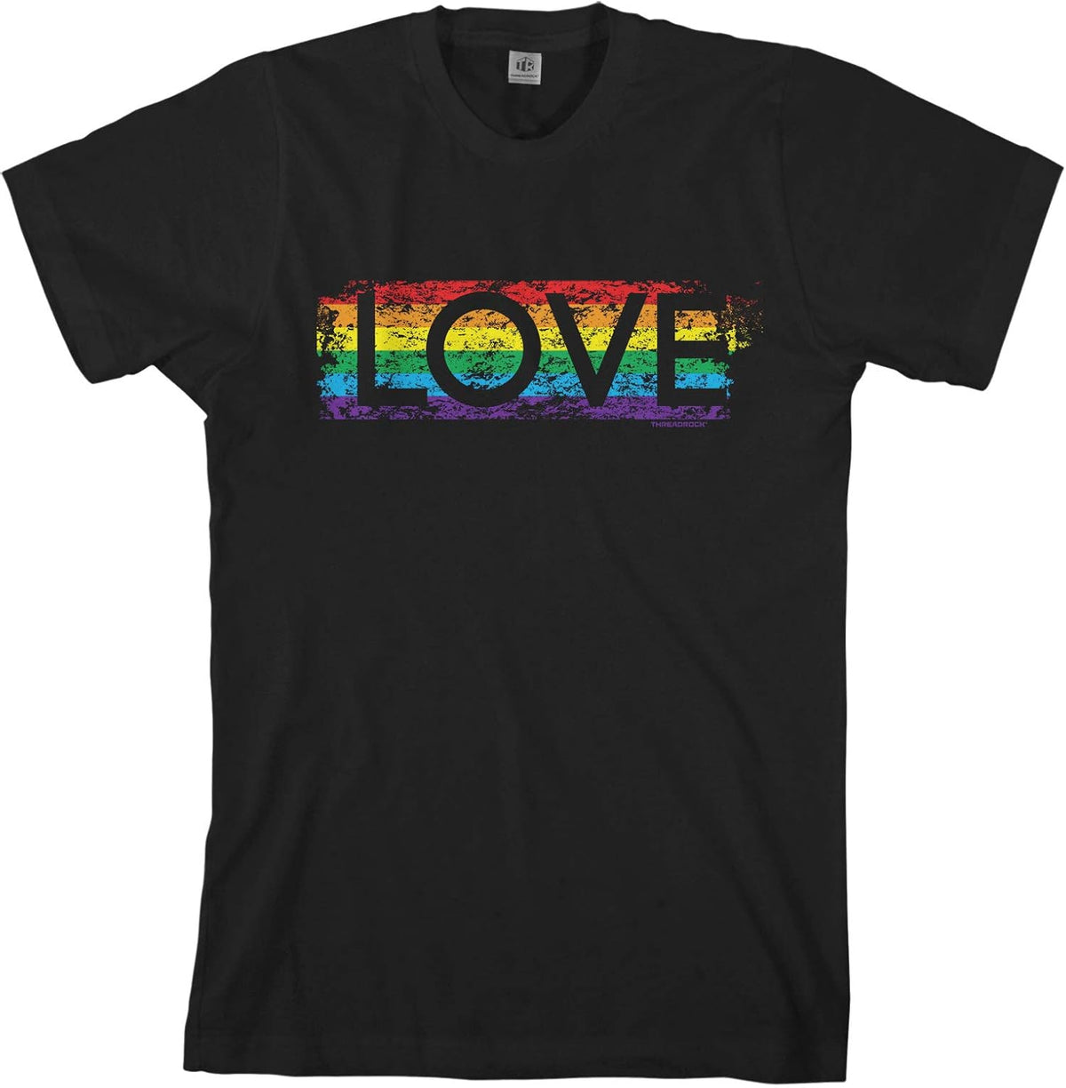 Threadrock Men's Gay Pride Rainbow Love T-Shirt - Black