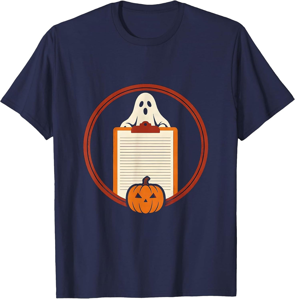 Men's Para Normal Ghost Badge Paraprofessional Halloween T-Shirt - Navy Blue