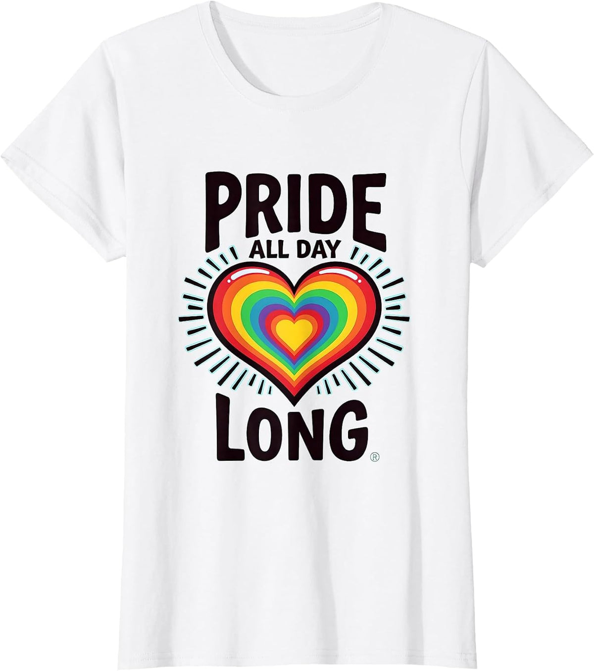 Pride All Day Long Rainbow Celebration Design T-Shirt - White