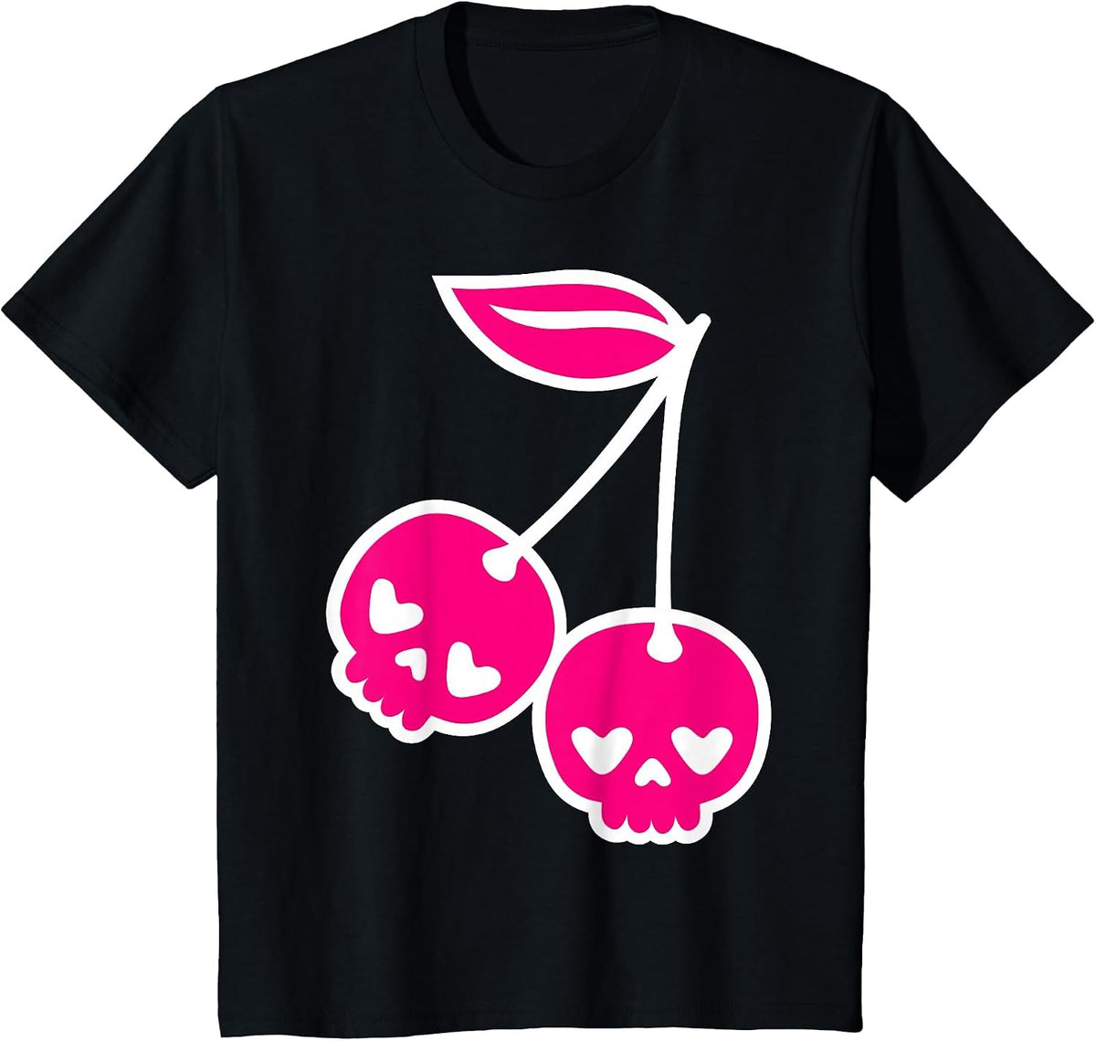 Pastel Goth Kawaii Punk Cherry Skulls T-Shirt - Black
