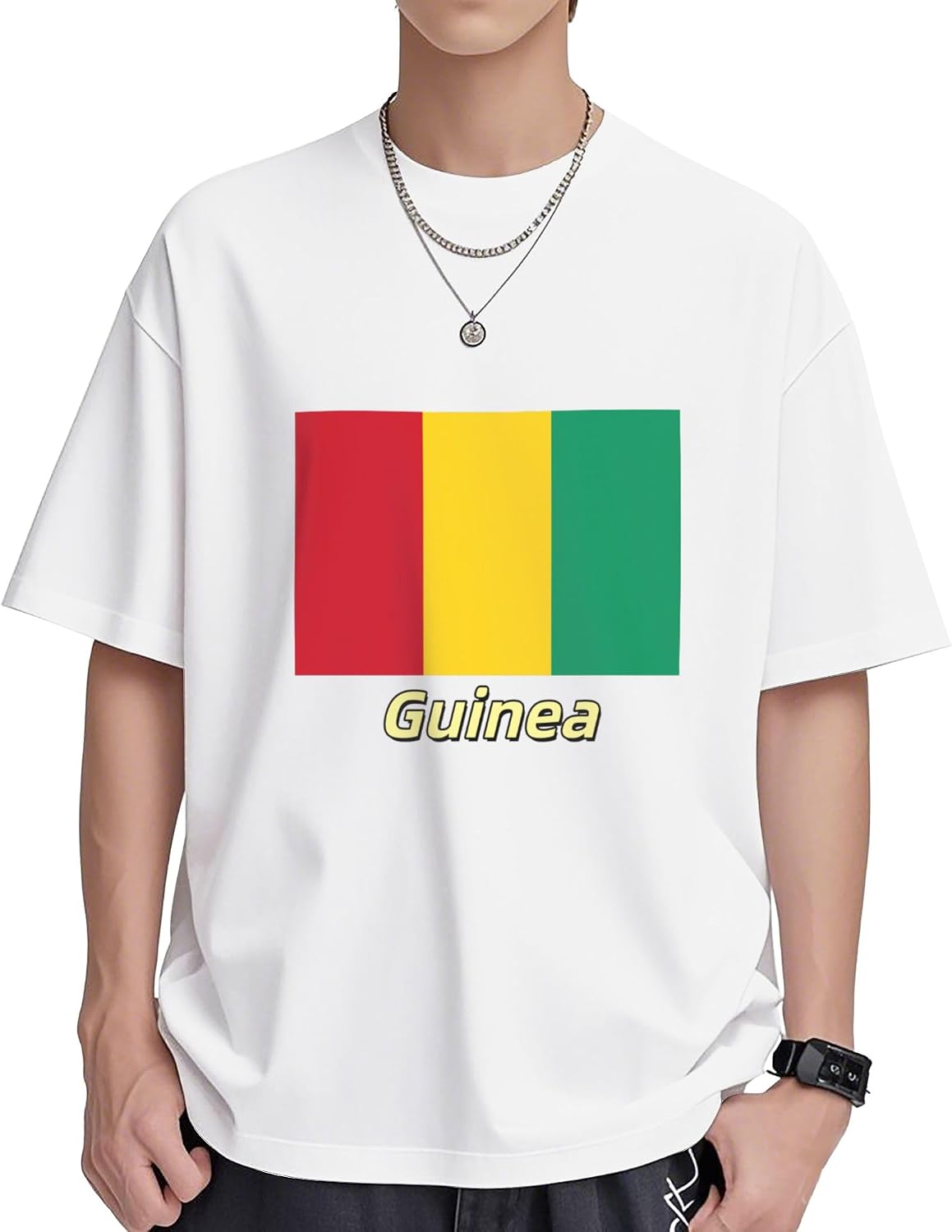 Unisex Guinea Cotton Tee, Bold Flag Graphic, Perfect for Travel and Daily Pride - White
