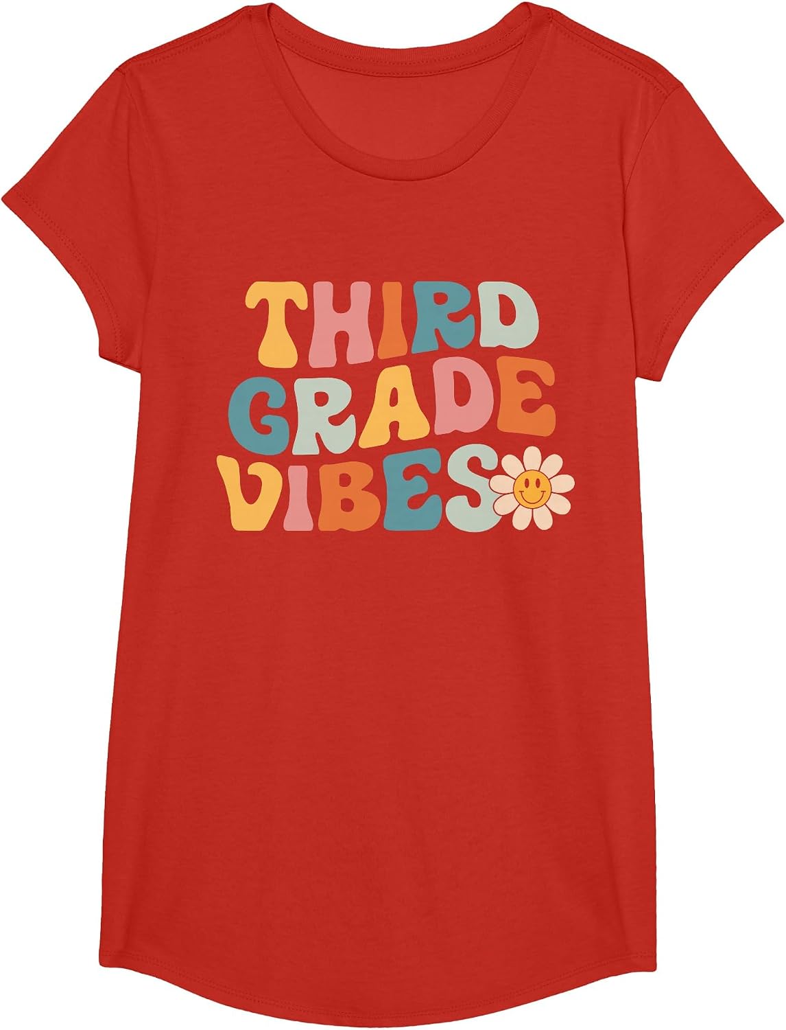 Third Grade Vibes - 3rd Grade Team Retro 1st Day of School T-Shirt - Girls Red