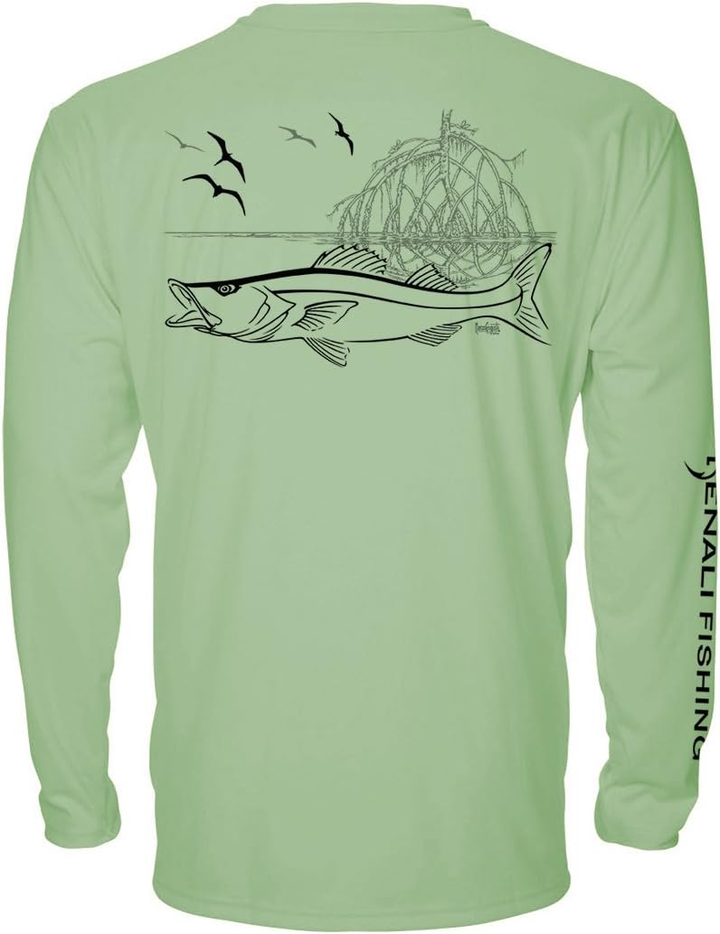 Denali Men's Fishing Tournament Snook Teaser UPF 50+ Long Sleeve T-Shirt, UV Protection, Signature Logo Fisherman's Shirt -