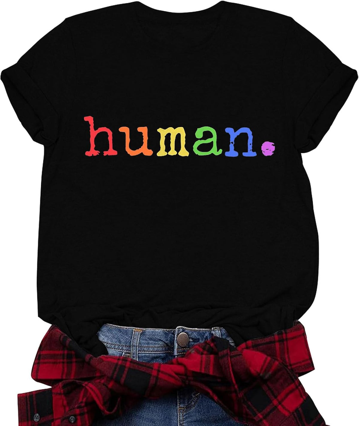 Pride Shirts for Women Gay LGBT Rainbow Equality T-Shirt LGBTQ Pride Month Blouse Tops - Black