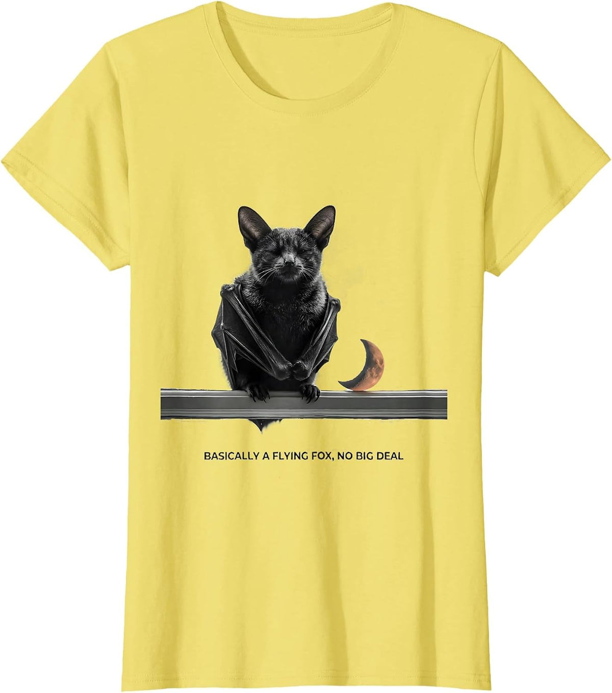 Basically A Flying Fox No Big Deal Funny Bat Lover Halloween T-Shirt - Lemon Yellow