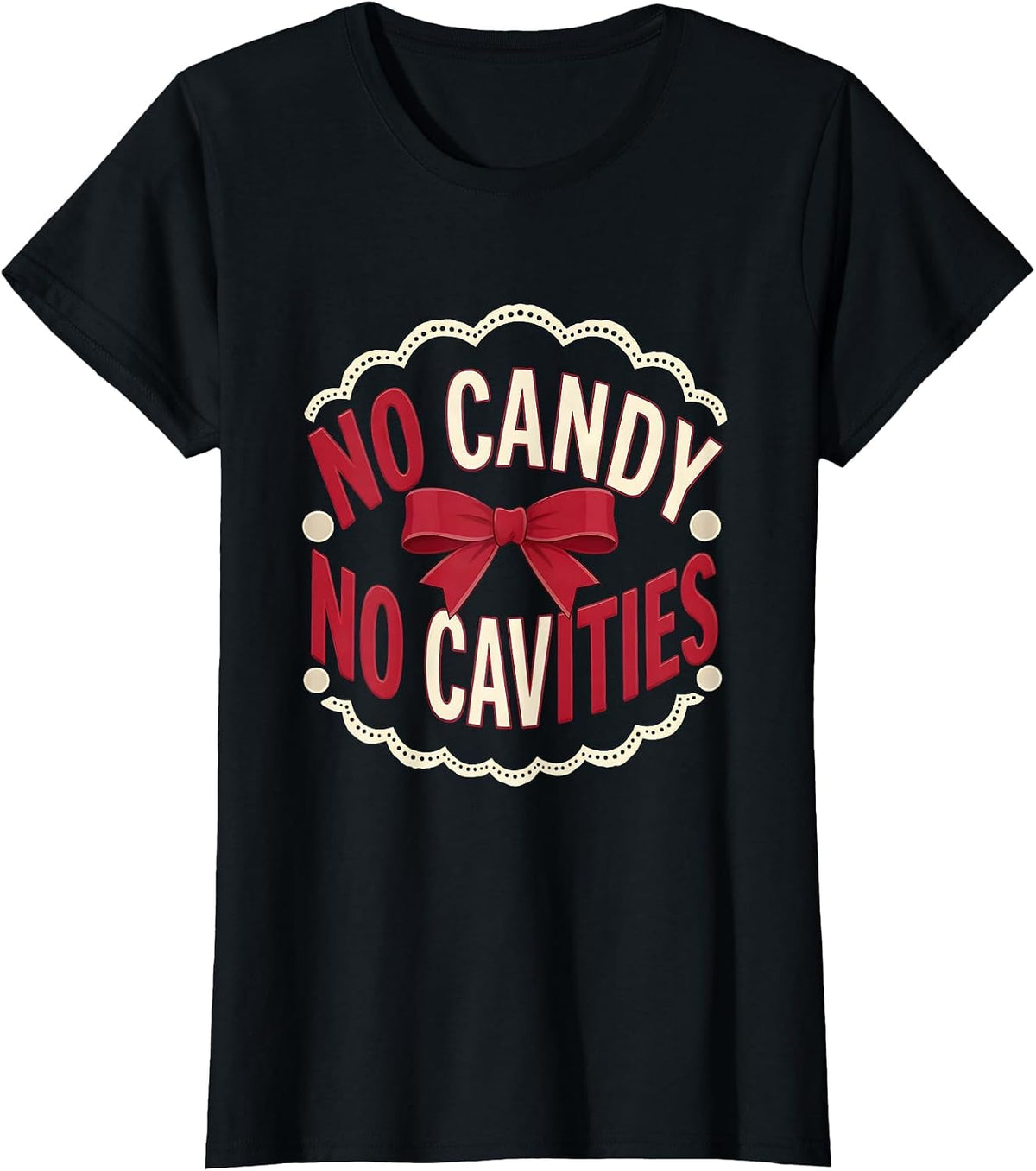 No Candy No Cavities Halloween Dental Design T-Shirt - Black