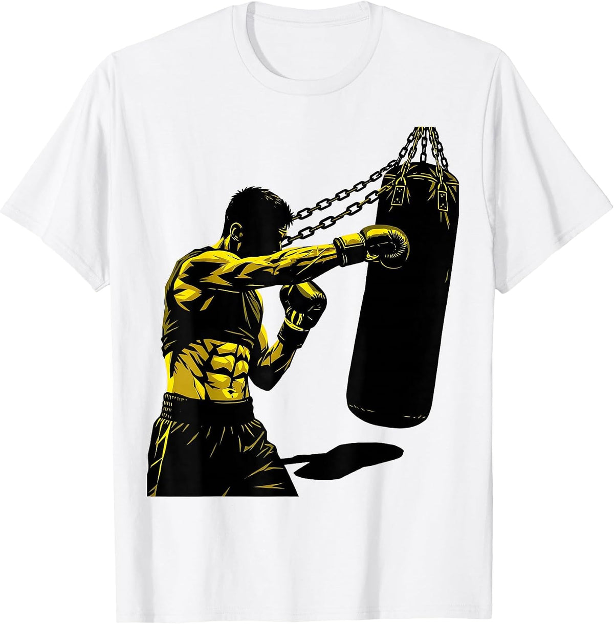 Men's Boxer Heavy Bag Training Graphic Tee T-Shirt - White