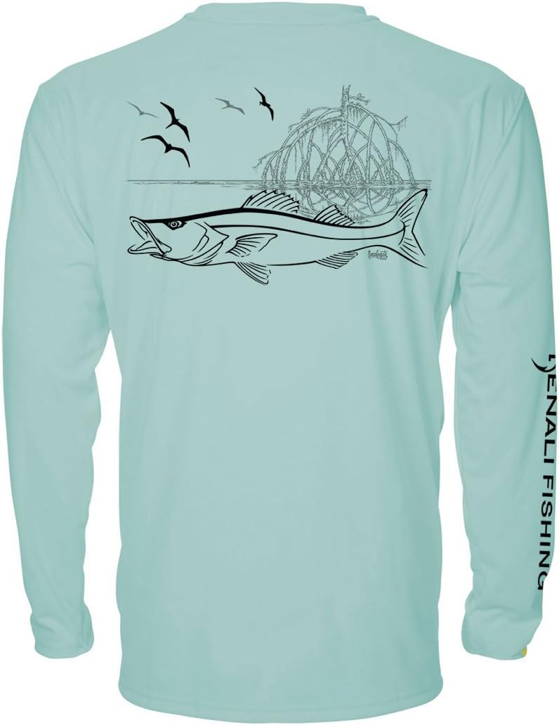 Denali Men's Fishing Tournament Snook Teaser UPF 50+ Long Sleeve T-Shirt, UV Protection, Signature Logo Fisherman's Shirt -
