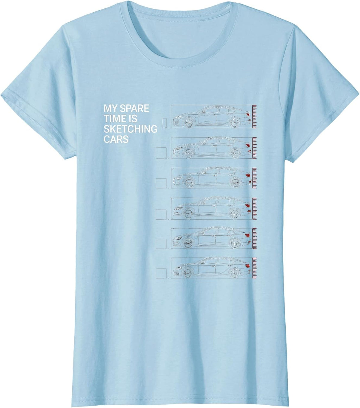 My Spare Time Is Sketching Cars Funny Car Enthusiast Car T-Shirt - Baby Blue