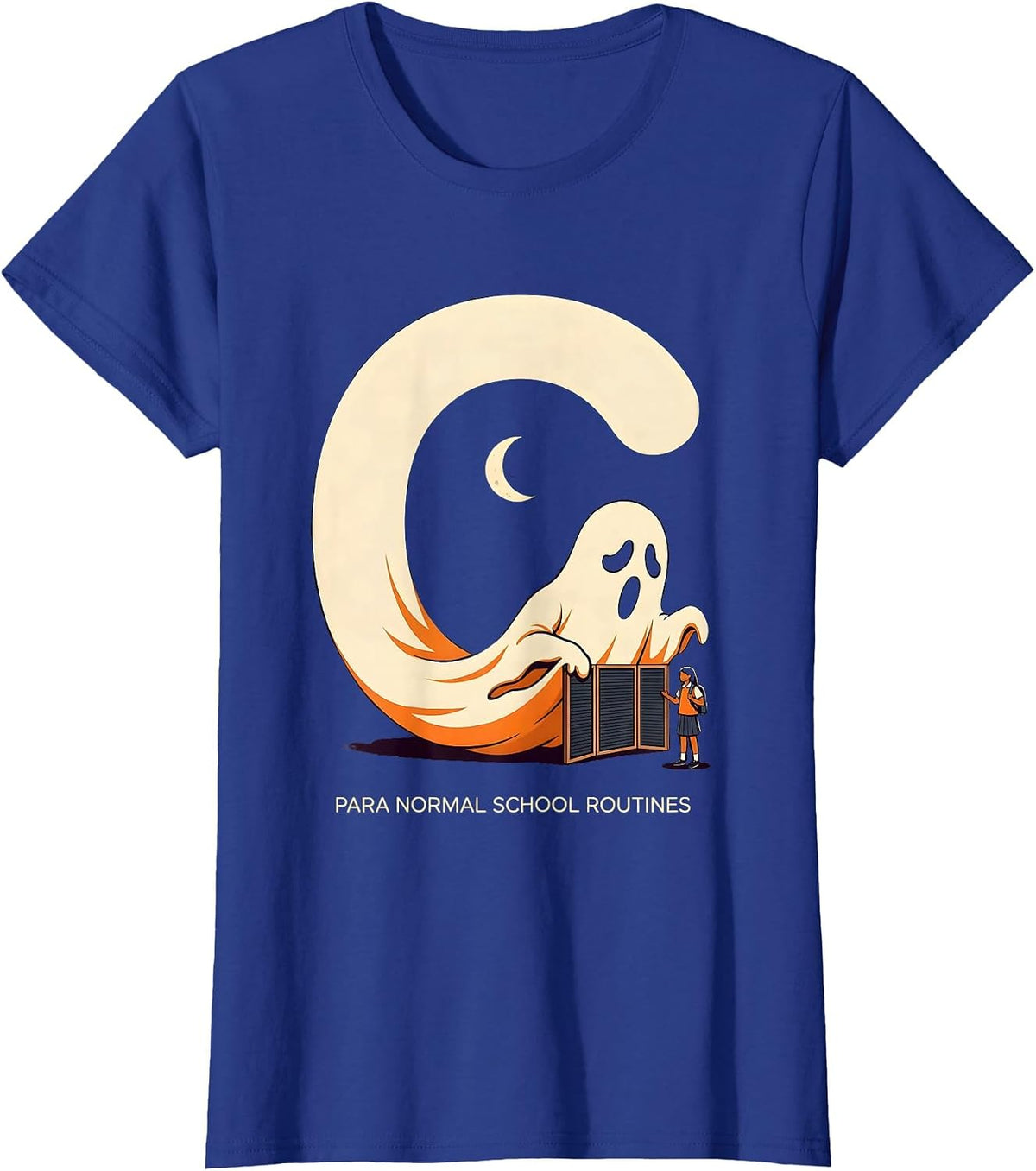 Women's Para Normal School Routines Funny Ghost Paraprofessional T-Shirt - Royal Blue