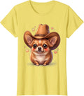 Women's Funny Chihuahua in Oversized Cowboy Hat T-Shirt - Lemon Yellow