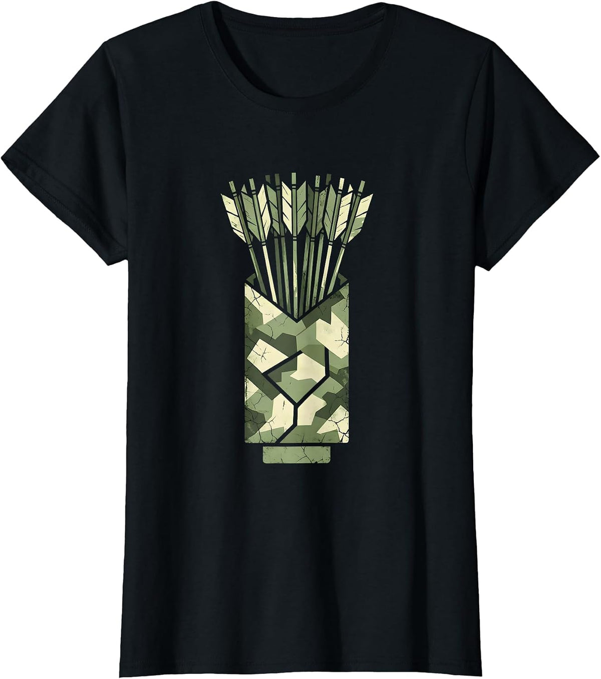 Women's Camo Arrows Quiver Bundle Illustration T-Shirt - Black