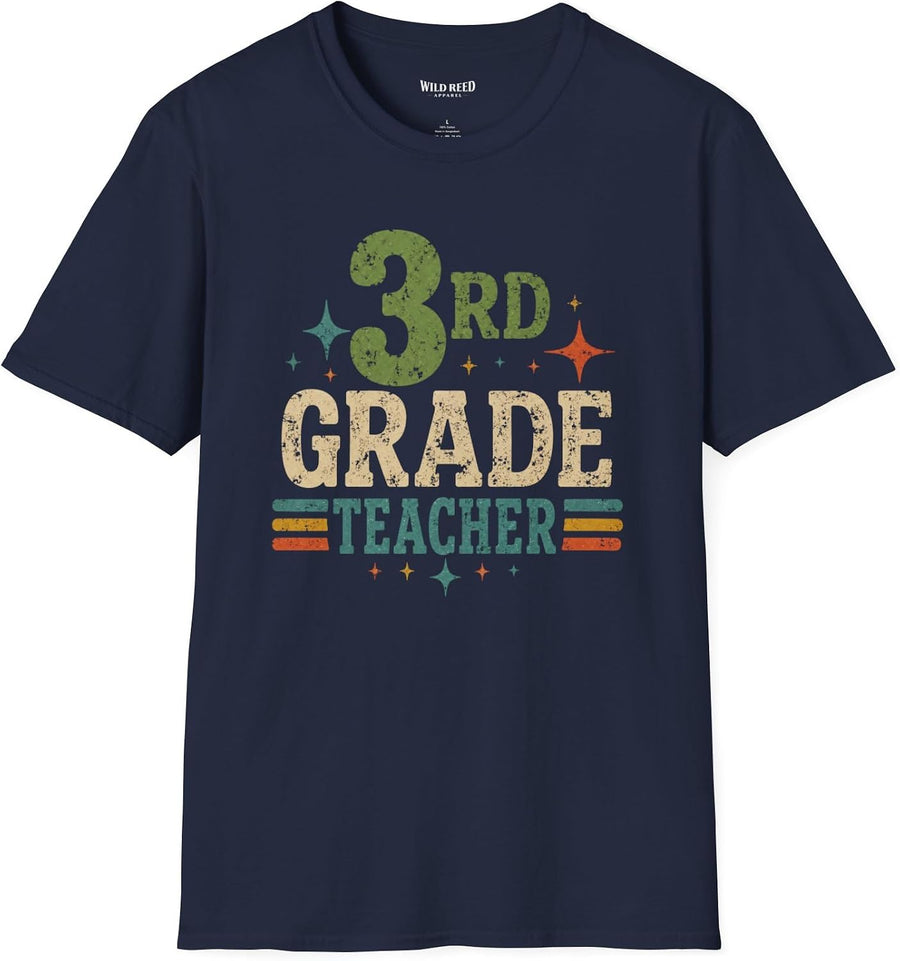 3rd Grade Teacher Shirt, Retro Teacher Tee, Third Grade Teacher Gift, Back to School Shirt - Navy