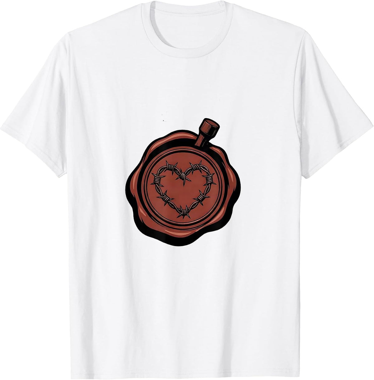 Men's Barbed Wire Heart Grunge Goth Alt Aesthetic T-Shirt - White