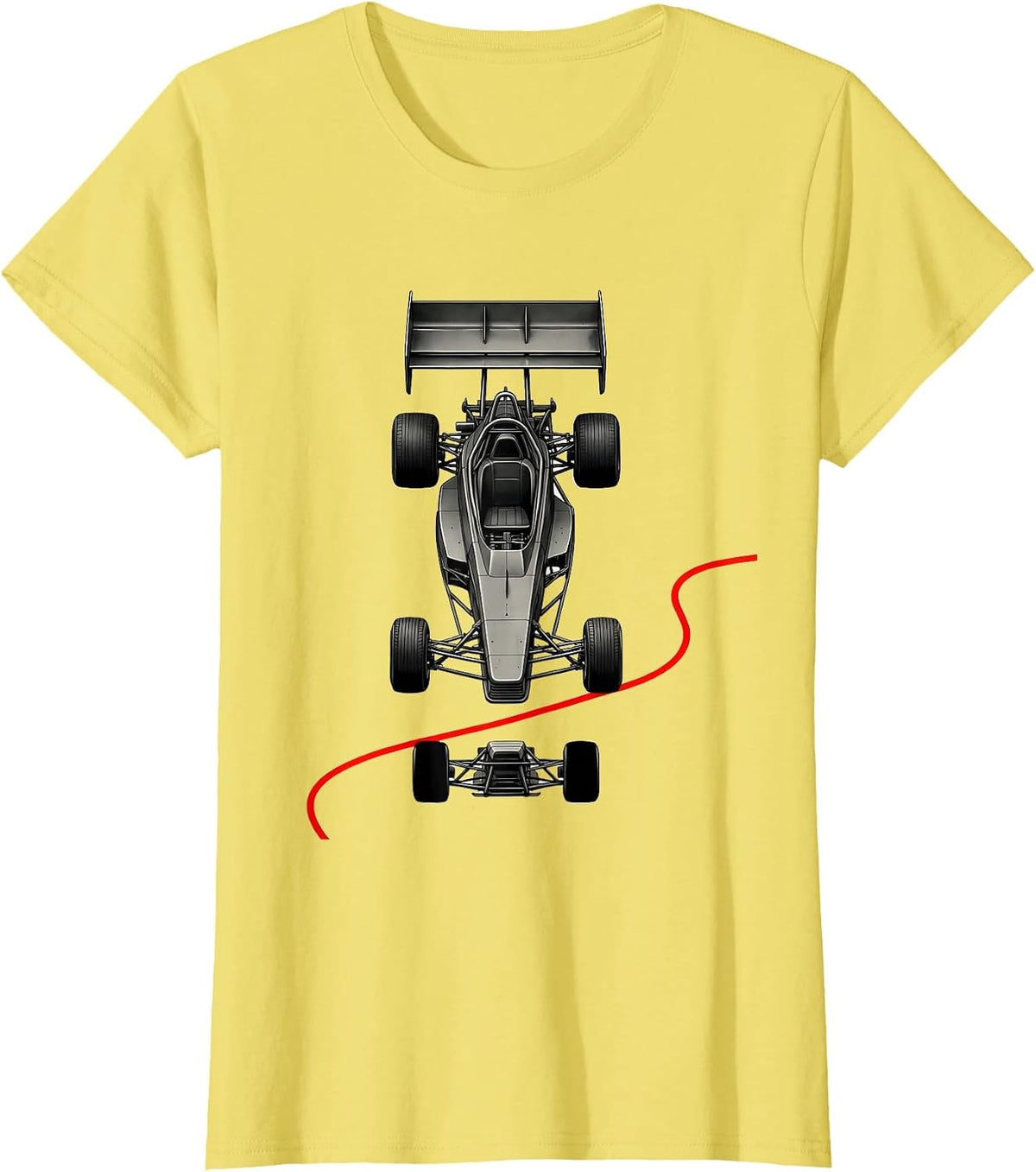Deconstructed Sprint Car Minimalist Drag Racing Enthusiast T-Shirt - Lemon Yellow