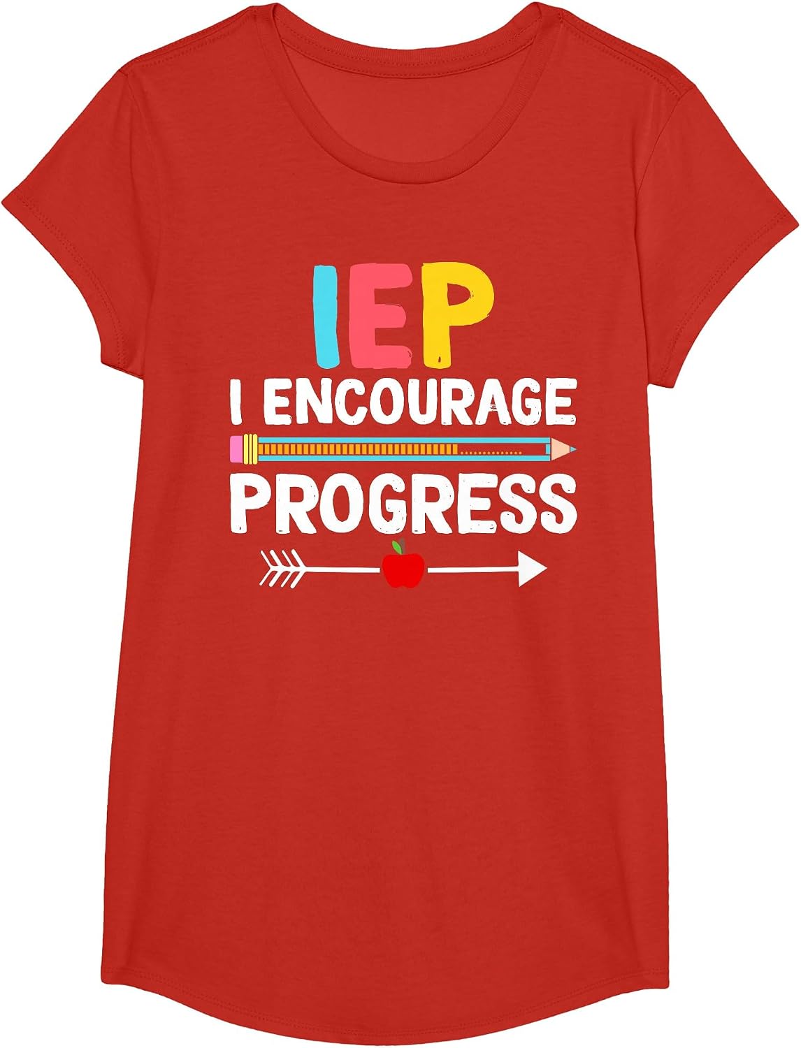 IEP I Encourage Progress Special Education School Teacher T-Shirt - Girls Red