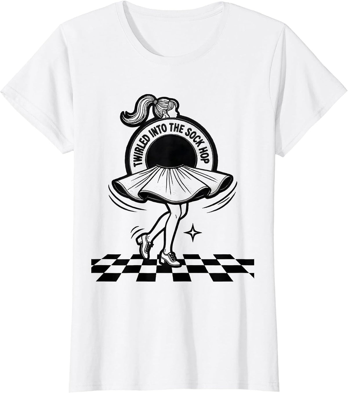 Twirled Into The Sock Hop Retro 1950s Rockabilly Sock Hop T-Shirt - White