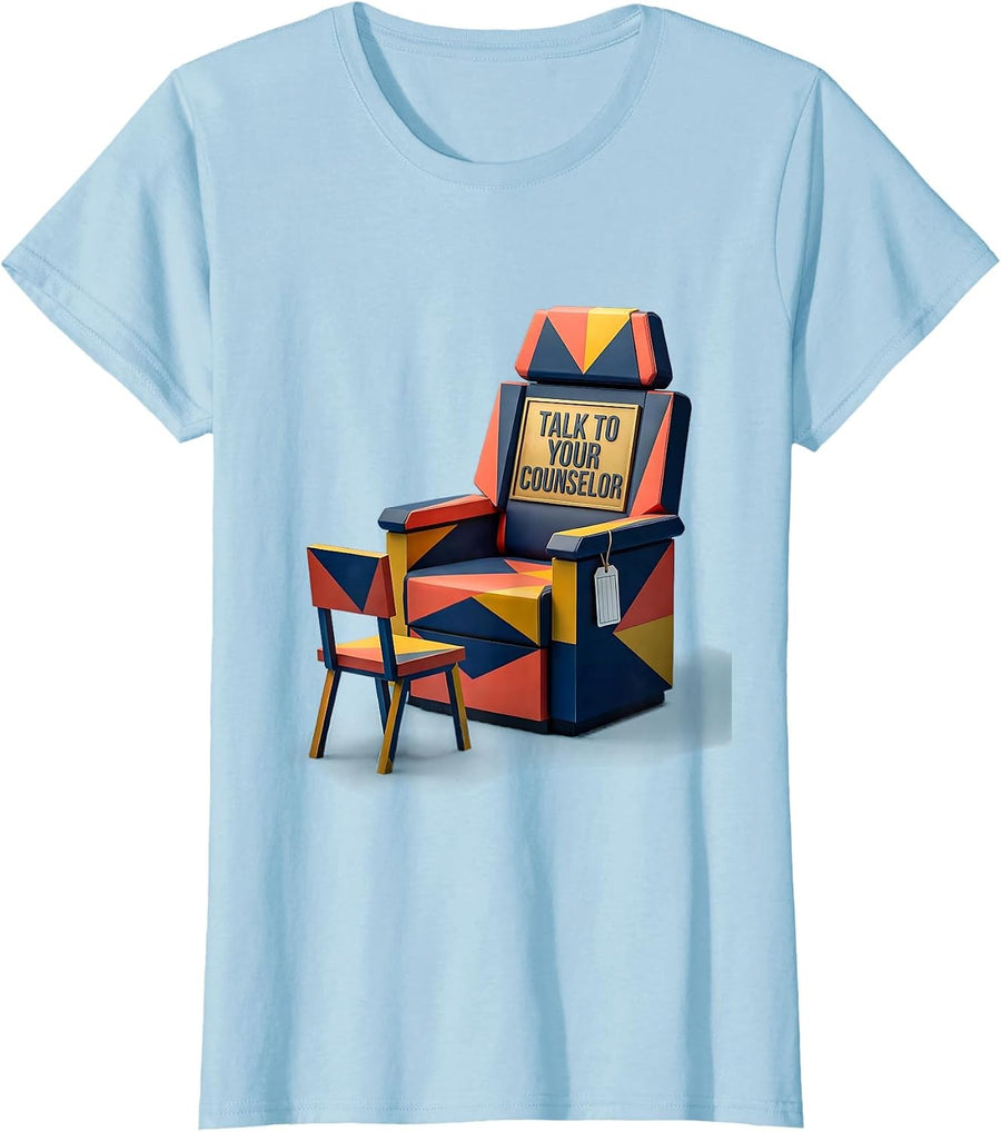 Women's Talk To Your Counselor Geometric School Counselor T-Shirt - Baby Blue