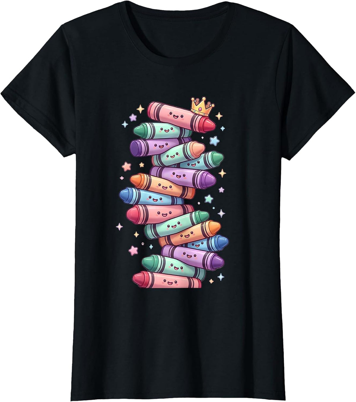 Women's Impossible Crayon Tower Stacked Sky High T-Shirt - Black