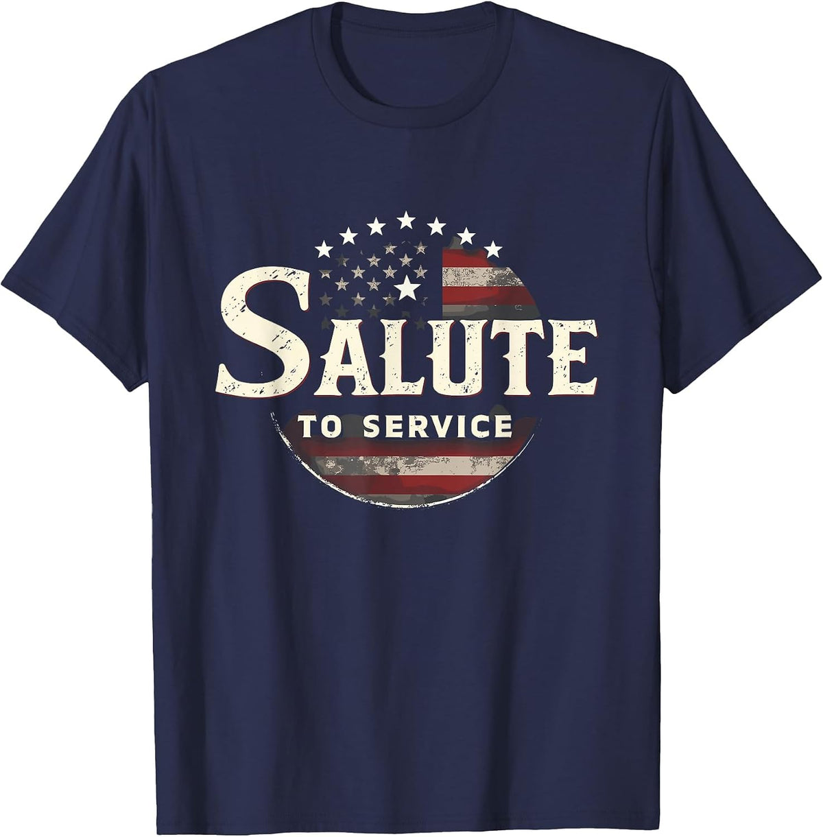 Military Pride Support Our Troops Veterans Tribute USA T-Shirt - Navy Blue
