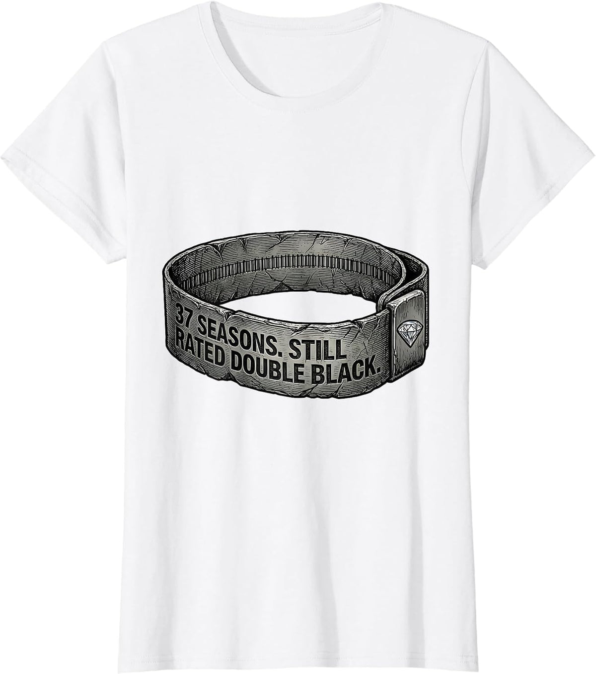 Women's 37 Seasons Still Rated Double Black Ski Snowboard Humor T-Shirt - White