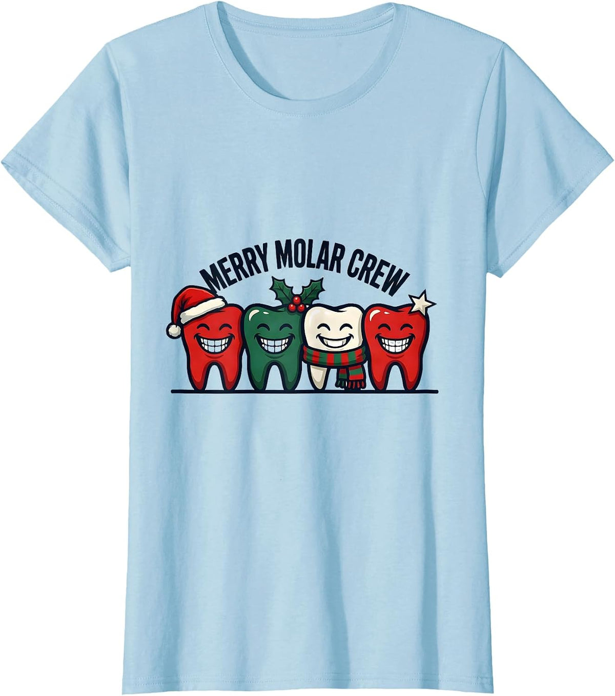 Merry Molar Crew Funny Dental Christmas Crew Gift T-Shirt - Baby Blue